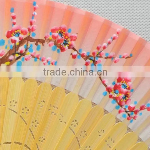 bamboo silk fan with beautiful flowers