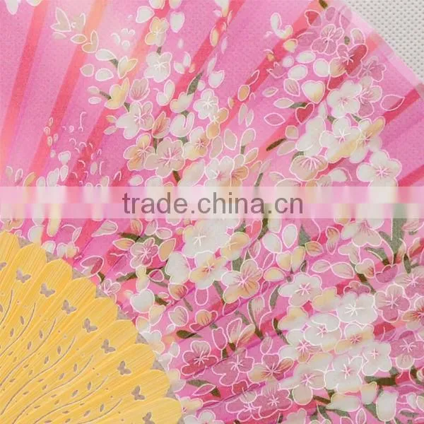 Traditional high quality silk bamboo fan with flowers and butterflies