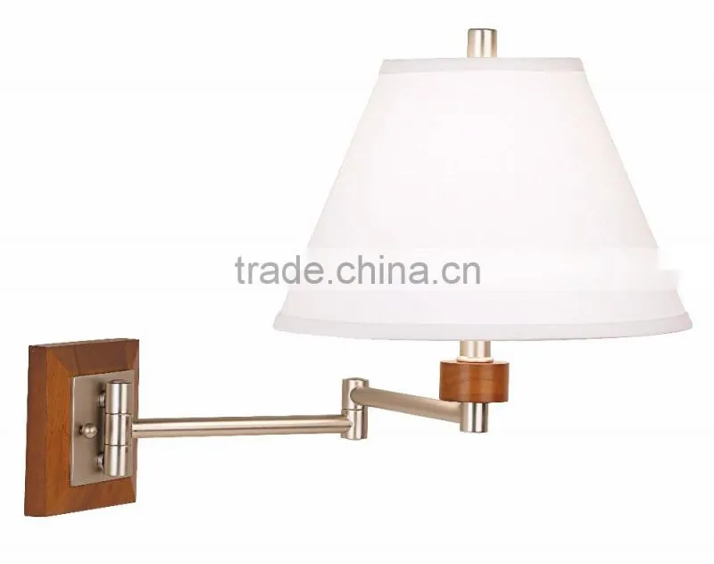 1031-2 contemporary room accent Brushed Steel and Wood Plug-In Swing Arm Wall Lamp a perfectly modern look