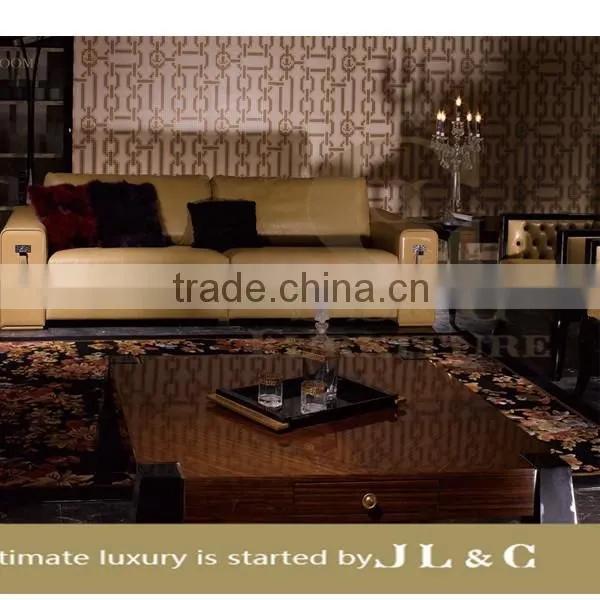 JS17-03 three seat sofa with solid wood in living room from JL&C luxury Home furniture latest sofa designs (China supplier)