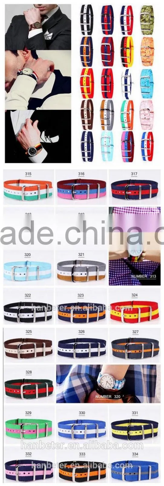 Colorful stripe rose gold buckle changeable 28mm watch strap for vogue men watches