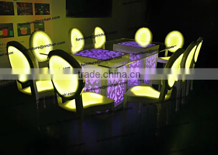 Hot Banquet LED illuminated wooden and acrylic stackable chairs
