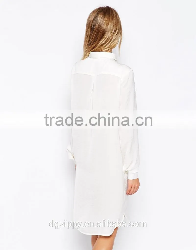 2016 Shirt Dress With Pocket Detail in Silky-feel Fabric