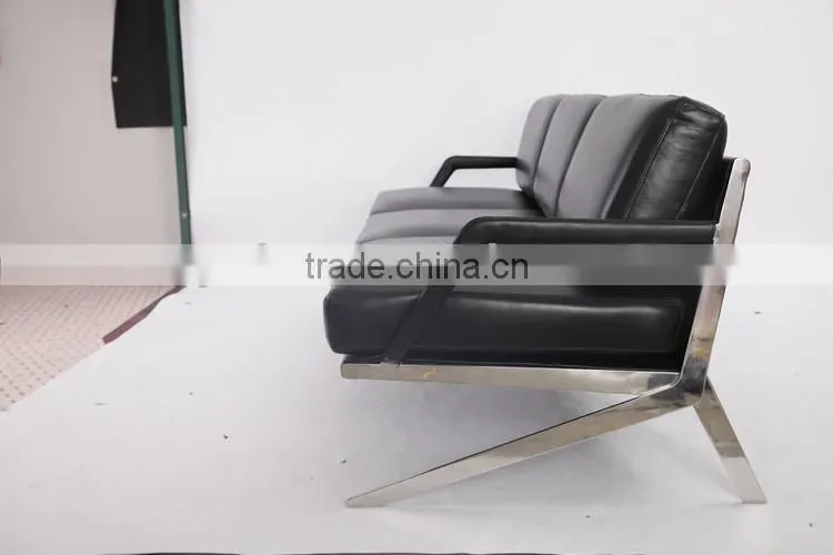 304# stainless steel leather American sleeper sofa DS-60 sofa sale