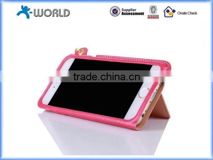 Muilt-function Ultrathin Leather Full Window Case for iPhone 6S with Card Slot and Stand