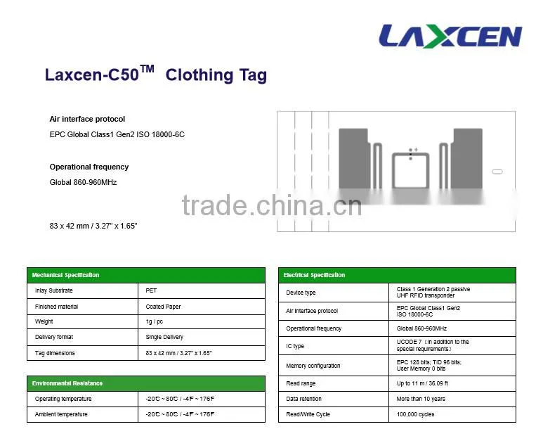 Free sample clothes UHF rfid tag