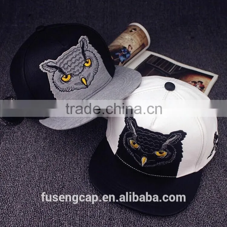 owl embroidery pattern high quanlity leather realistic china snapback hats