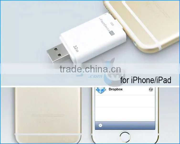 Bulky Wholesale OTG USB2.0 Flash Drive 8GB 16G 32G 64G USB OTG Memory Sticks for iPad 2/3/4/5/6/Air,for iPhone 4/5/6/6S/Plus/7
