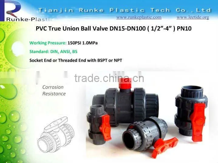 Plastic UPVC Ball Valve DIN ANSI BS JIS Standrard PN16