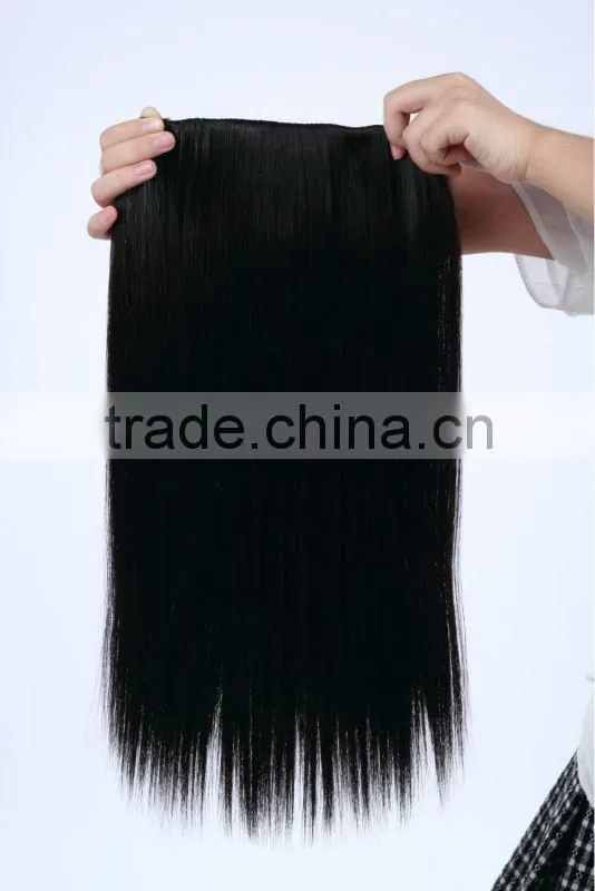 Heat resistent fiber smooth synthetic Black Hair weft