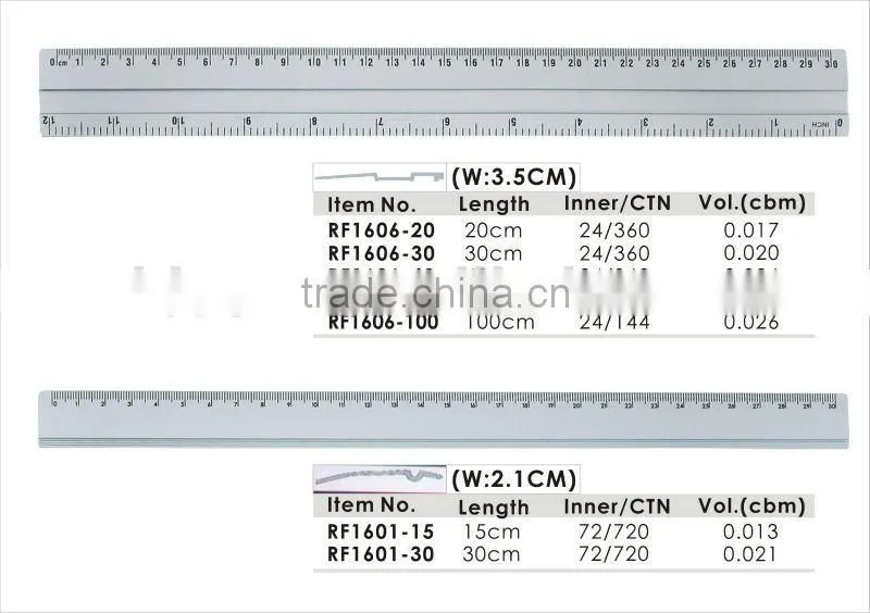 Hot Sale 15/20/30/50/60/100cm Metal/Stainless Steel Ruler