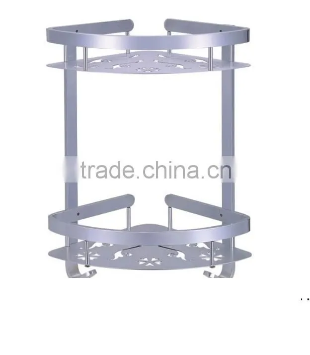 Aluminium bathroom corner shower caddy and shelf