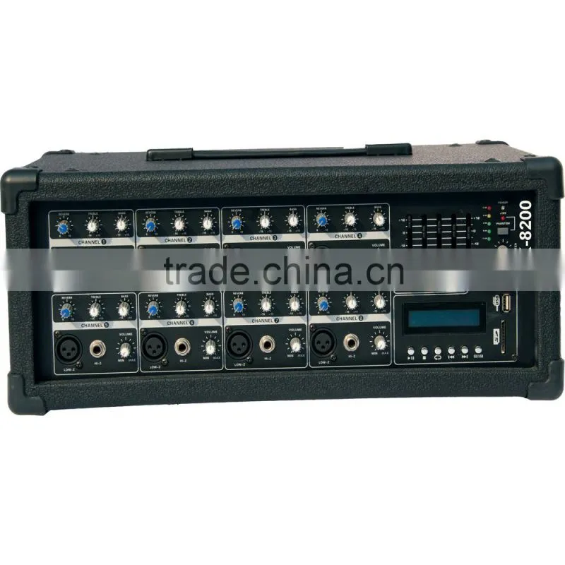 high quality wooden cabinet 8 channels audio mixer