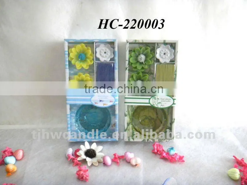 floating flowers candle with candle holder gift set