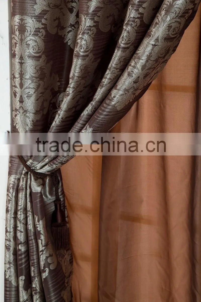 2 layers bedroom curtain Fringe Jacquard Curtain In Luxury Valance With Back