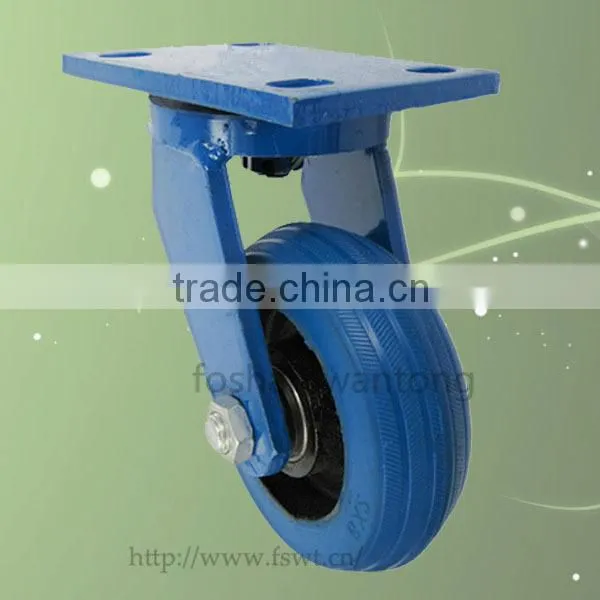 5 Inch Top Plate Heavy Duty Blue Rubber Swivel Hardware Casters