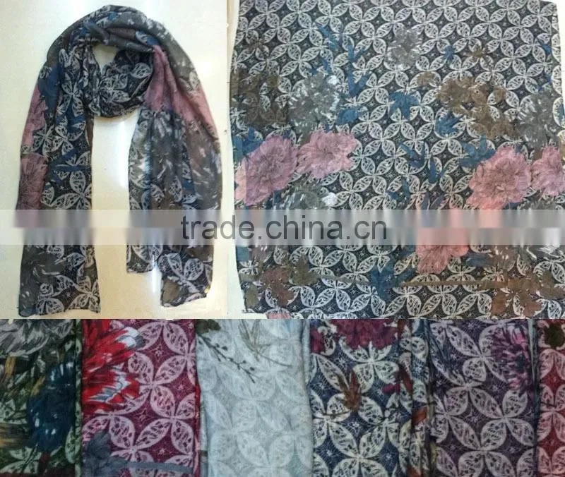 Good Selling dark color irregular pattern gauze scarf