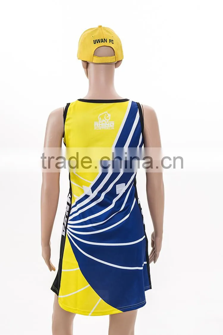 oem service sublimated 100%polyester netball uniforms