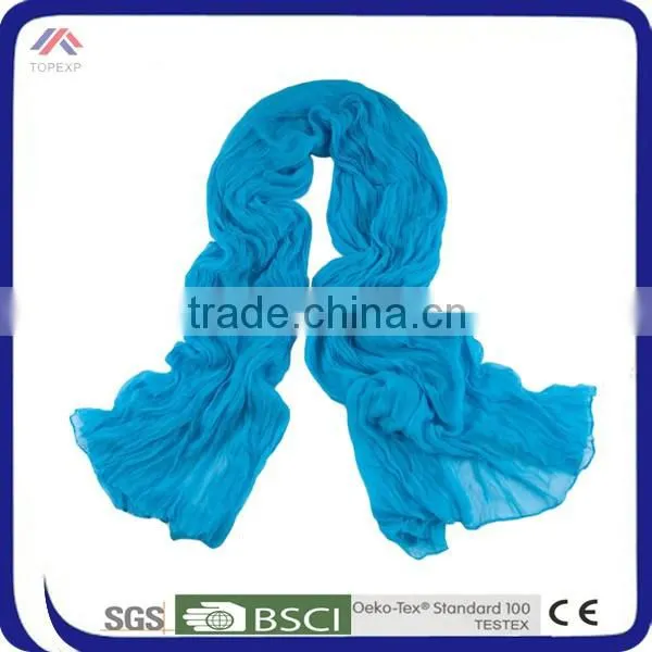 Single Color Chiffon Scarf Crinkle Medium Scarf