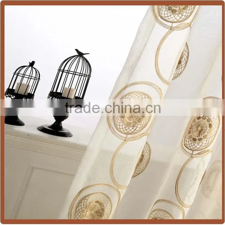 home decoration poly cotton embroidery window curtain / window drapes