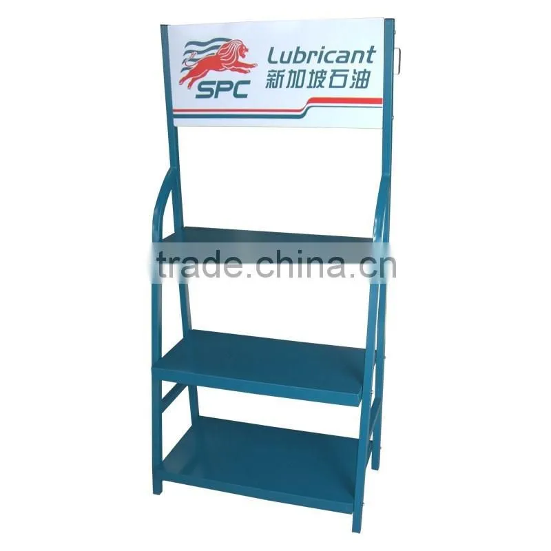 Factory flooring stand lubrication oil display rack car metal lube slushing compound display shelf