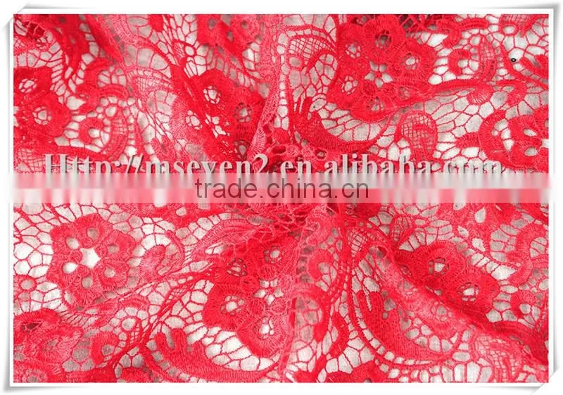 New design embroidered pattern red polyester african lace fabrics for dress