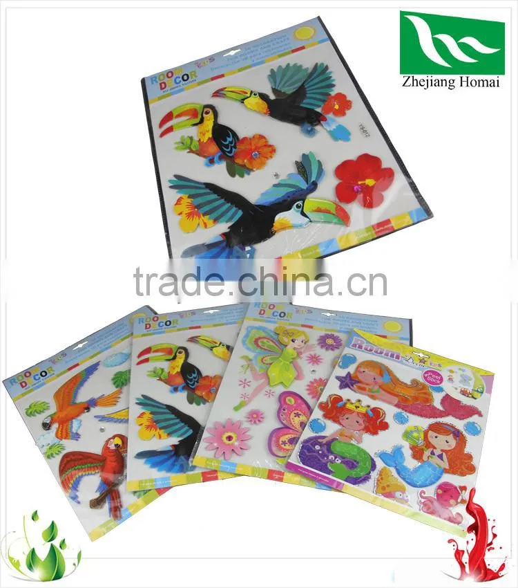2015 Hot Selling Self Adhesive Animal 3d Printing Sticker