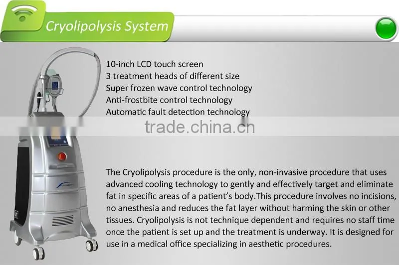 2015 Hot selling 3 treatment handles of cryolipolysis for weight loss, super frozen wave control technology