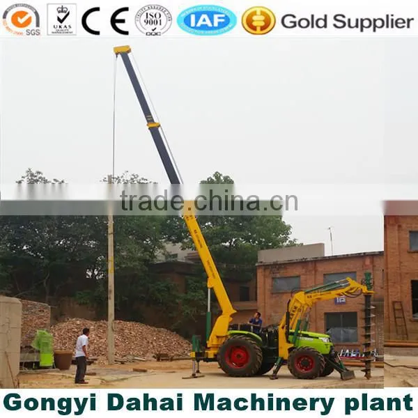 Drill holes and erection power pole, multi functional telegraph pole pit digging machine