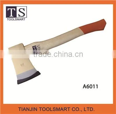 Felling axe with wooden handle