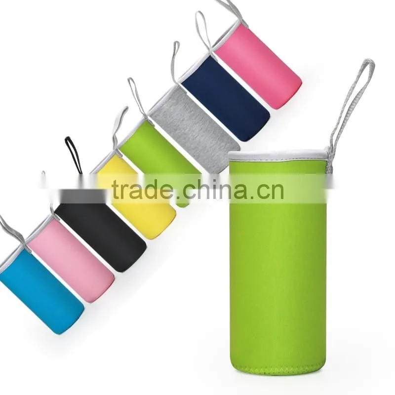 Insulated heat resistant borosilicate sport water bottle with fabric sleeve