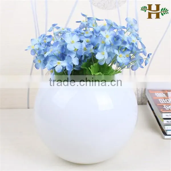 Hand blown white round glass vases for wedding decoration centerpieces, white round glass bowl vase