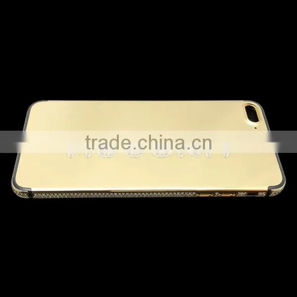 Luxury 24k gold plated zircon back housing for iPhone 7 plus gold diamond back cover