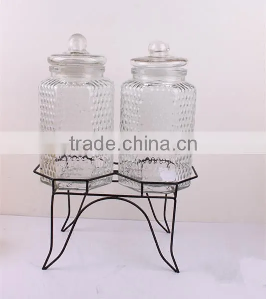 water faucet 5 liter embossed glass juice jar
