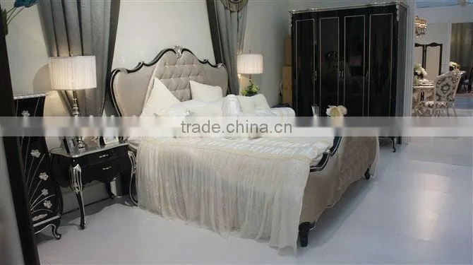 Elegant luxury simple design bedroom set,bed,sidetable,dresser&mirror, hand made and can be customized--BG90440 MOQ:1 SET