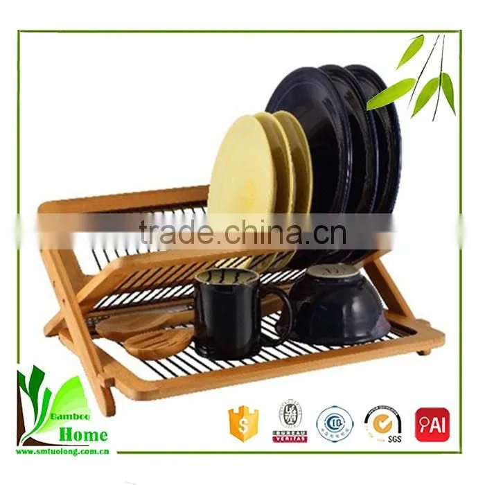 China wholesale custom bamboo adjustable dish rack