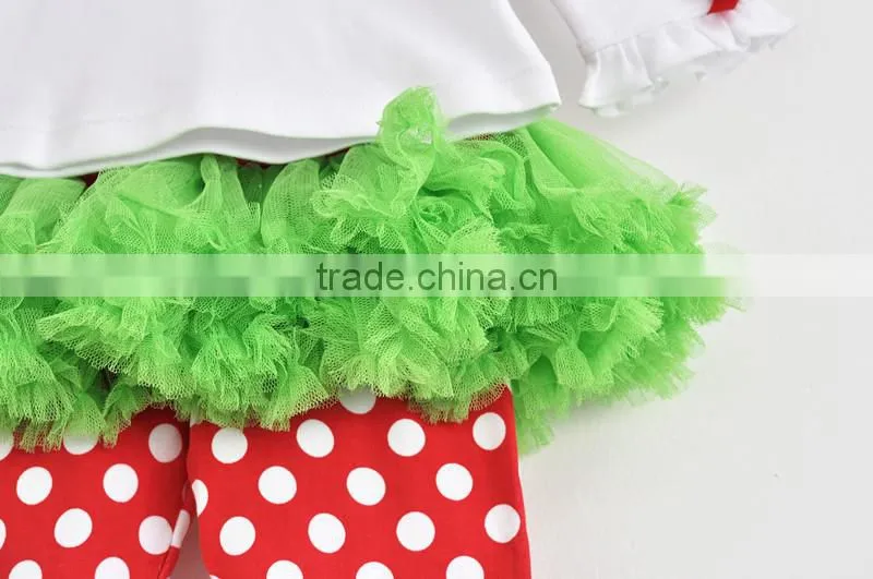 Christmas hot sale latest design Xmas tree applique girl outfit