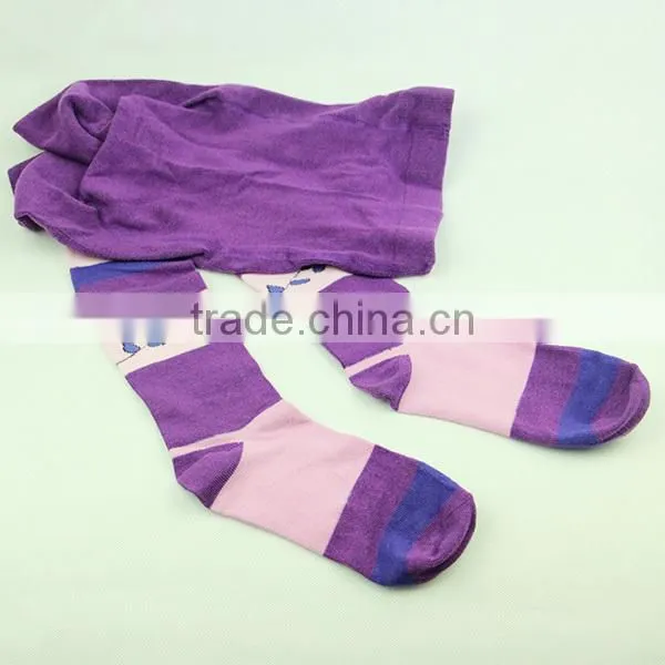 Purple Long Socks For Girl Tights Lady Strip Tight Socks