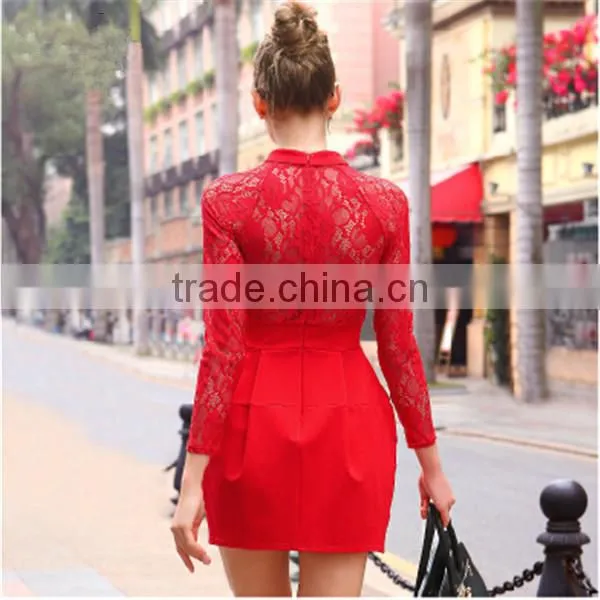 Latest Dress Designs For Ladies Dress 2014 New Women Fashion European Square Collar Lace Patchwork