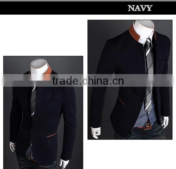 MOQ 1 pc cotton and polyester mixed stand collar british style tunic suit for man