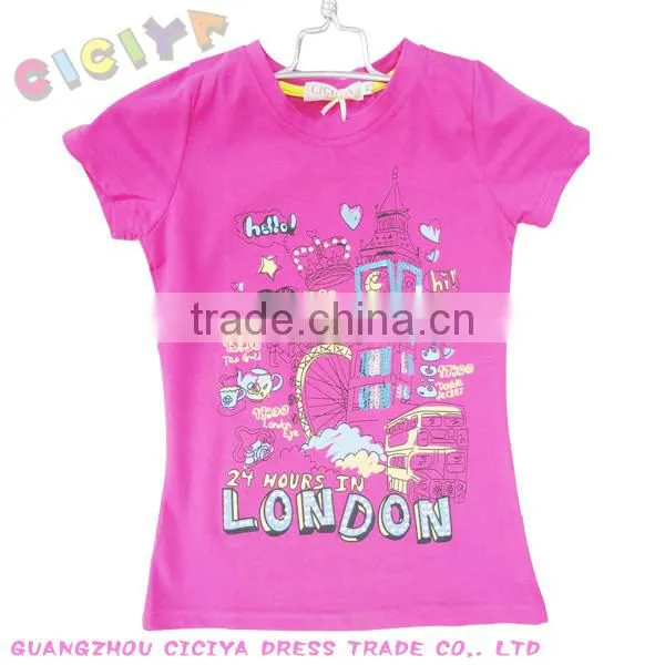 Latest arrival 2014 young girls fashion t-shirts printed summer maiden designs tshirt
