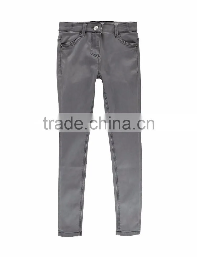 2017 new arrival new style grey color skinny girls tight jeans for kids