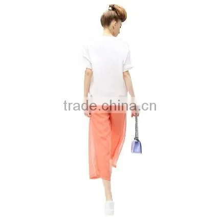 new fashion fit lady chiffon pants cropped trousers with good quality 2016