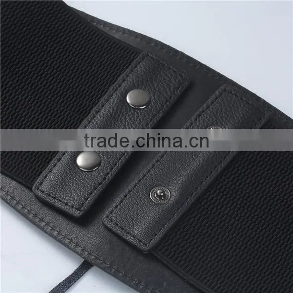 High Quality Black PU Leather Elastic Ladies Wide Waist Elastic Belts