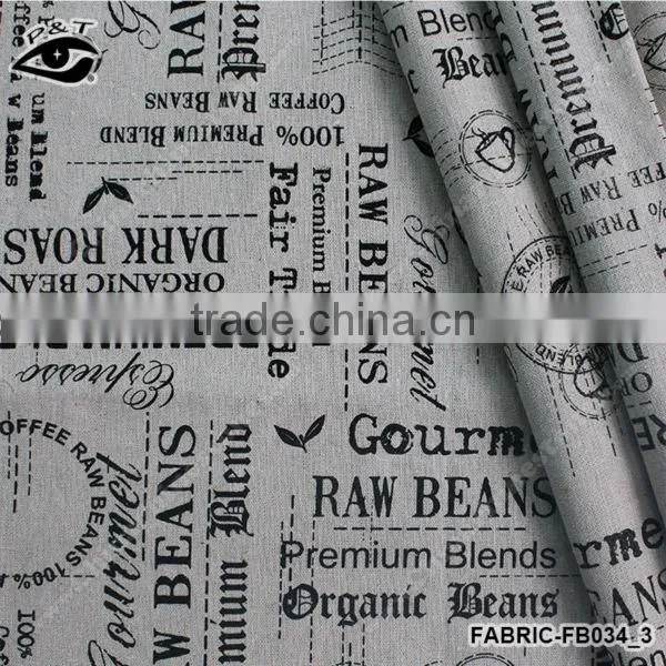 1.50m Letter Postmark Pattern Linen/Cotton Canvas Fabric Zakka Patchwork Fabric