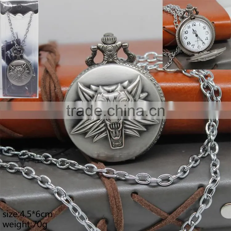 Hot Sale Game The Witcher Anime Fancy Silver Pocket Watch