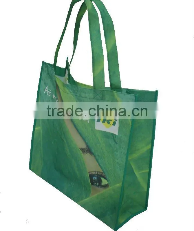 Recycled transfer printed pet nonwoven bag