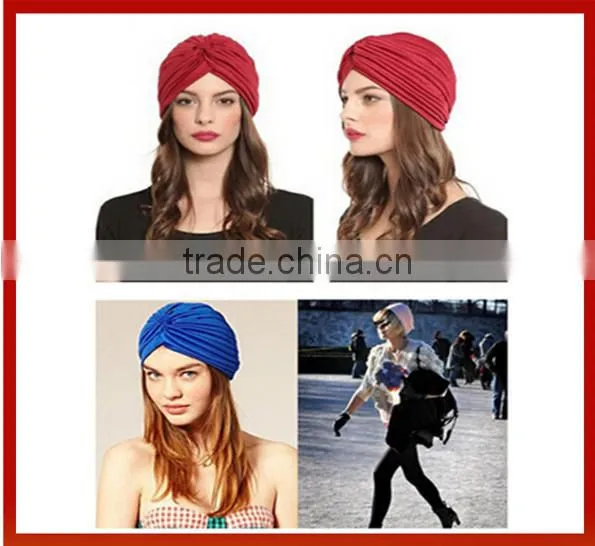 New Design Unisex Pure Color Turban Headband/ Hat Watermelon Cap Headset Cap India Cap Folding In Hair Wrap/Woman Fashion Band
