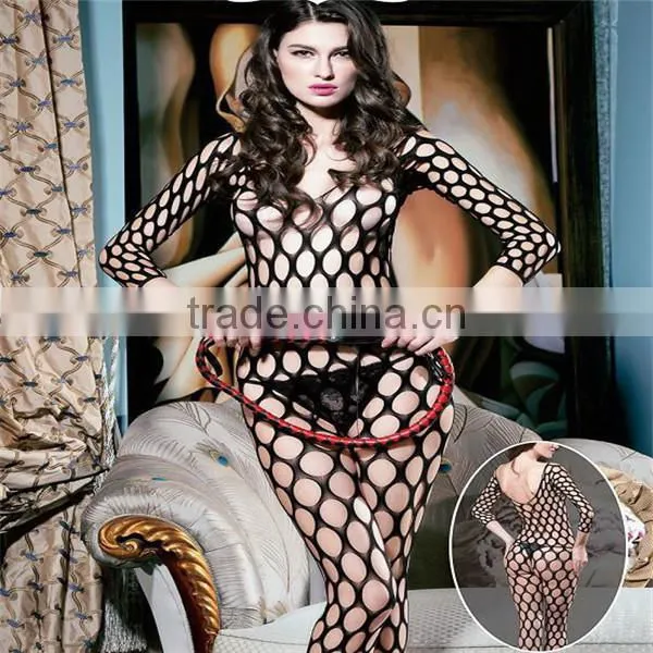 Sexy Women Black Fishnet Open Crotch Bodystocking