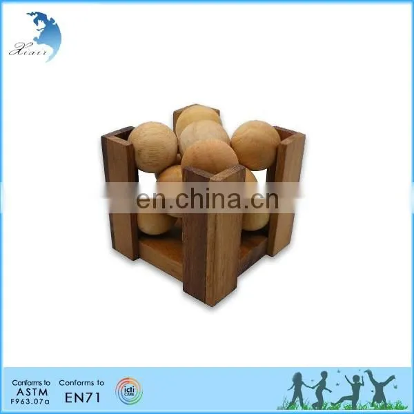 Cheap Price Custom Kongming Lock Brain Teaser Wooden 3D Football Puzzle